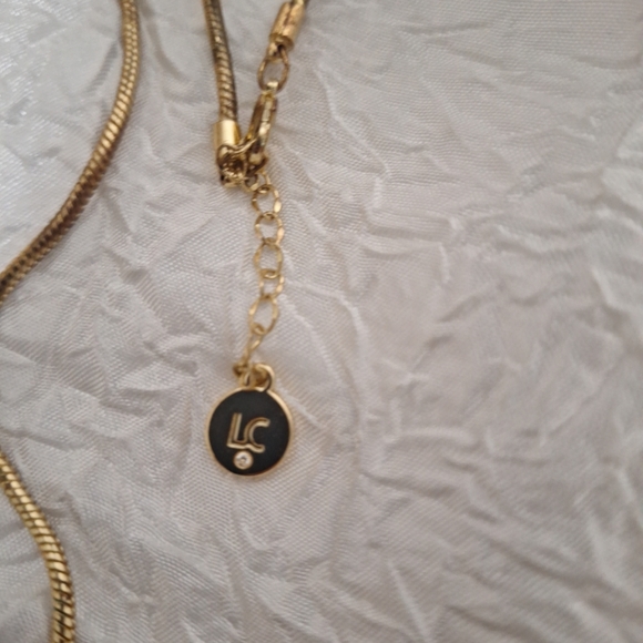 Vtg Liz Claiborne Two Tone Fringe Fan Drop Statement Necklace 18-20" G &S Tone - Picture 5 of 6